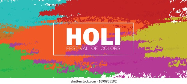 Illustration of abstract colorful Happy Holi background with text.