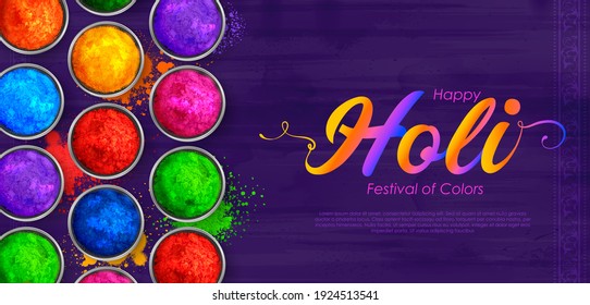 illustration of abstract colorful Happy Holi background card design for color festival of India celebration greetings