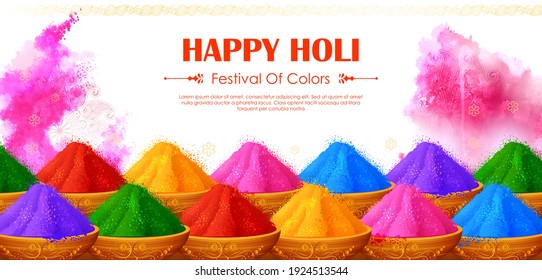 illustration of abstract colorful Happy Holi background card design for color festival of India celebration greetings