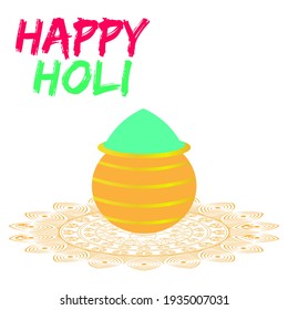 Illustration of abstract colorful Happy Holi background with text.