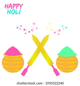 Illustration of abstract colorful Happy Holi background with text.