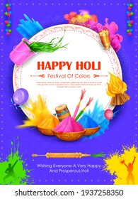 Illustration abstrakter bunter Happy Holi Hintergrund-Kartendesign für Farbfestival von Indien Feierlichkeiten Grüße