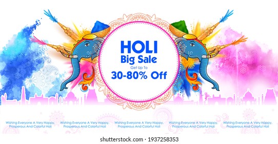 illustration of abstract colorful Happy Holi background card design for color festival of India celebration greetings