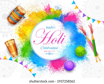 Illustration abstrakter bunter Happy Holi Hintergrund-Kartendesign für Farbfestival von Indien Feierlichkeiten Grüße