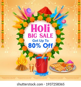 illustration of abstract colorful Happy Holi background card design for color festival of India celebration greetings