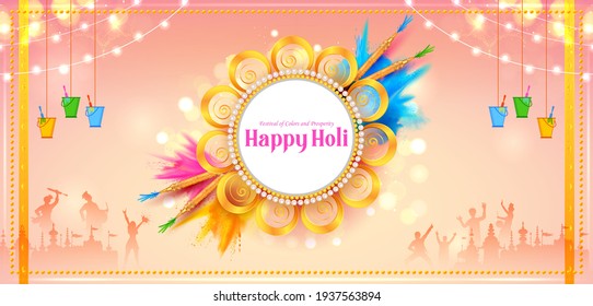 illustration of abstract colorful Happy Holi background card design for color festival of India celebration greetings