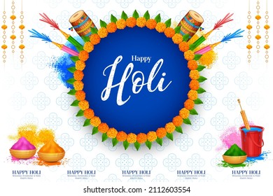 illustration of abstract colorful Happy Holi background card design for color festival of India celebration greetings