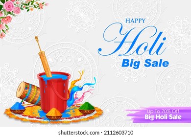 illustration of abstract colorful Happy Holi background card design for color festival of India celebration greetings