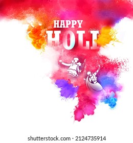 Illustration abstrakter bunter Happy Holi Hintergrund-Kartendesign für Farbfestival von Indien Feierlichkeiten Grüße