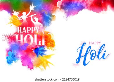 illustration of abstract colorful Happy Holi background card design for color festival of India celebration greetings