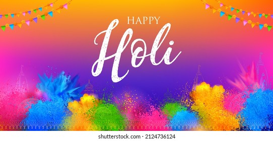 illustration of abstract colorful Happy Holi background card design for color festival of India celebration greetings