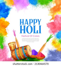 illustration of abstract colorful Happy Holi background card design for color festival of India celebration greetings