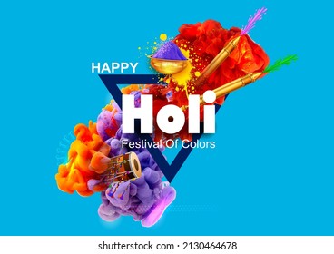 illustration of abstract colorful Happy Holi background card design for color festival of India celebration greetings