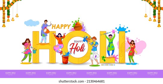 illustration of abstract colorful Happy Holi background card design for color festival of India celebration greetings
