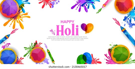 illustration of abstract colorful Happy Holi background card design for color festival of India celebration greetings