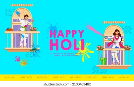 Illustration abstrakter bunter Happy Holi Hintergrund-Kartendesign für Farbfestival von Indien Feierlichkeiten Grüße