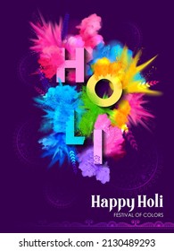 illustration of abstract colorful Happy Holi background card design for color festival of India celebration greetings