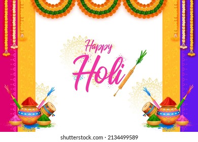 illustration of abstract colorful Happy Holi background card design for color festival of India celebration greetings