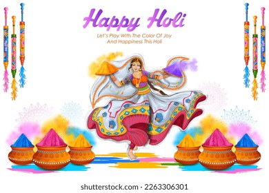 illustration of abstract colorful Happy Holi background card design for color festival of India celebration greetings