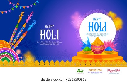 illustration of abstract colorful Happy Holi background card design for color festival of India celebration greetings