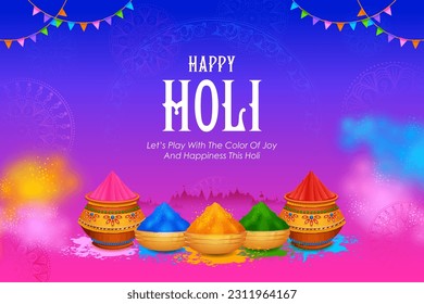 illustration of abstract colorful Happy Holi background card design for color festival of India celebration greetings