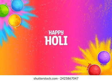 illustration of abstract colorful Happy Holi background card design for color festival of India celebration greetings