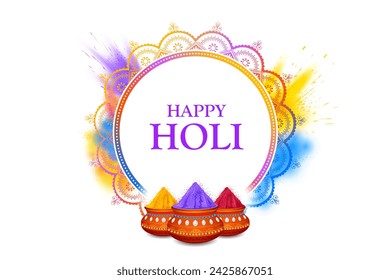 illustration of abstract colorful Happy Holi background card design for color festival of India celebration greetings