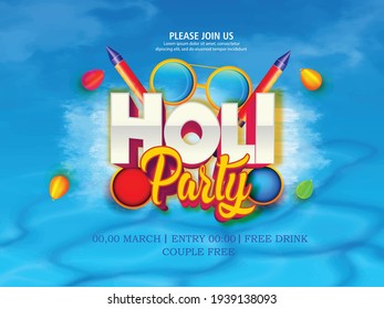 illustration of abstract colorful Holi pool party flyers, Happy Holi 