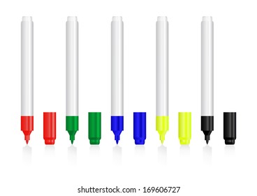 Illustration of abstract colorful markers set isolated