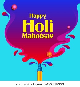 illustration of abstract colorful splash for Happy Holi background card design for color festival of India celebration greetings for promotion and advertisement banner