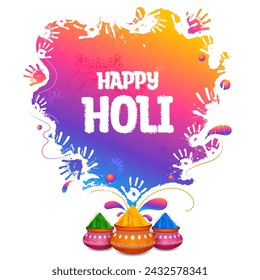 illustration of abstract colorful splash for Happy Holi background card design for color festival of India celebration greetings for promotion and advertisement banner