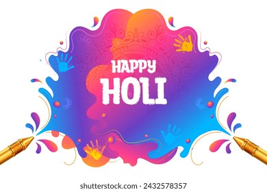 illustration of abstract colorful splash for Happy Holi background card design for color festival of India celebration greetings for promotion and advertisement banner