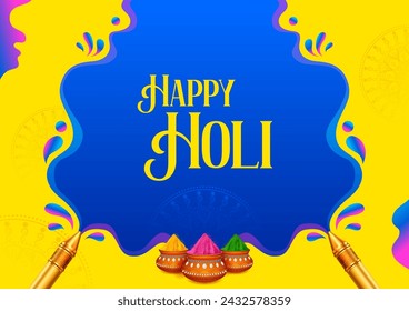 illustration of abstract colorful splash for Happy Holi background card design for color festival of India celebration greetings for promotion and advertisement banner
