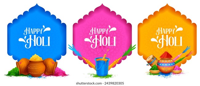 illustration of abstract colorful splash for Happy Holi background card design for color festival of India celebration greetings for promotion and advertisement banner