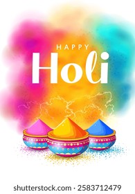 illustration of abstract colorful splash for Happy Holi background card design for color festival of India celebration greetings for promotion and advertisement banner