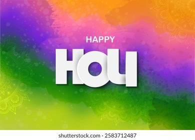 illustration of abstract colorful splash for Happy Holi background card design for color festival of India celebration greetings for promotion and advertisement banner
