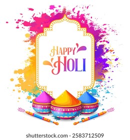 illustration of abstract colorful splash for Happy Holi background card design for color festival of India celebration greetings for promotion and advertisement banner