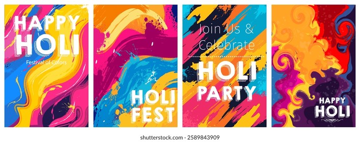 illustration of abstract colorful splash for Happy Holi background card design for color festival of India celebration greetings for promotion and advertisement banner