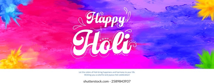 illustration of abstract colorful splash for Happy Holi background card design for color festival of India celebration greetings for promotion and advertisement banner