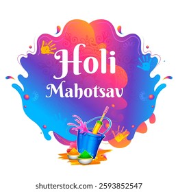 illustration of abstract colorful splash for Happy Holi background card design for color festival of India celebration greetings for promotion and advertisement banner