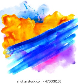 illustration of abstract colorful watercolor background for designing template for wedding,birthday,web design,promotion,banner