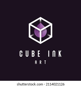 Illustration of abstract coloured cube. Abstract splash, liquid shape. Background for poster, cover, banner, placard. Logo design