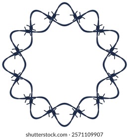 Illustration of an abstract concertina wire or dannert wire coiled into a ring