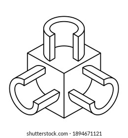 Ilustración de la conexión abstracta de tubería de contorno en la sección