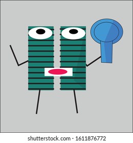 Illustration abstract cool and talented hair comb mascot bring a mirror design graphic