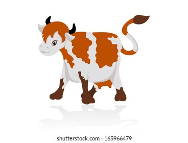 Illustration of abstract cow in brown and red colours