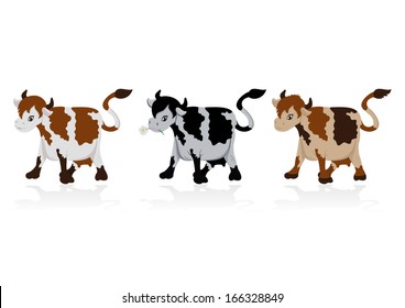 Illustration of abstract cow collection in black and brown colours