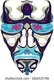 Illustration of abstract creepy tribal mask in vector