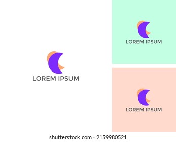 ILLUSTRATION ABSTRACT CRESCENT MOON LOGO DESIGN VECTOR