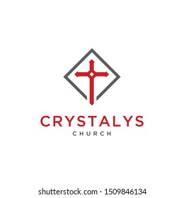 Illustration of abstract cross that was formed modern and clean for the baptism church sign logo design
